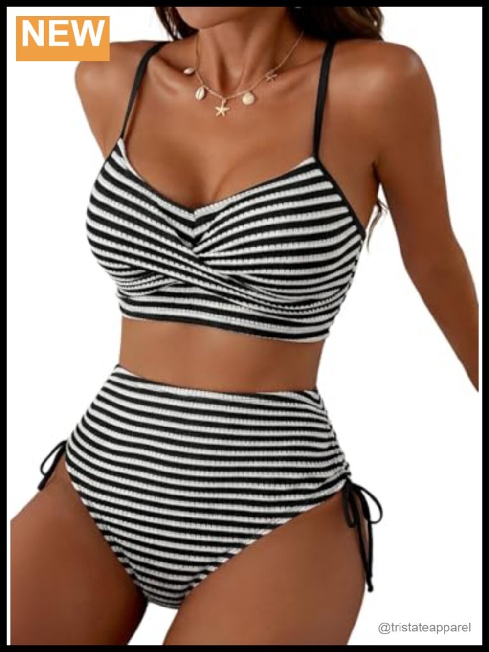 Textured High Waisted Bikini Set Twist Front Push Up Two Piece Swimsuit